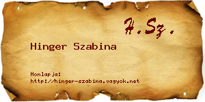 Hinger Szabina névjegykártya